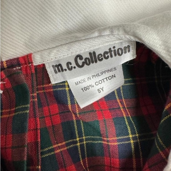 M.C.Collection Christmas smocked dress plaid puddle dog print size 5Y - Picture 3 of 7